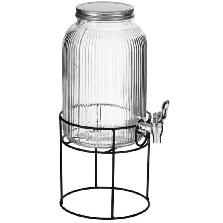 Adler, słój do napojów z kranikiem i stojakiem, szklany, 4l