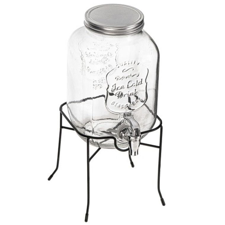 Adler, słój do napojów z kranikiem i stojakiem, szklany, 4l