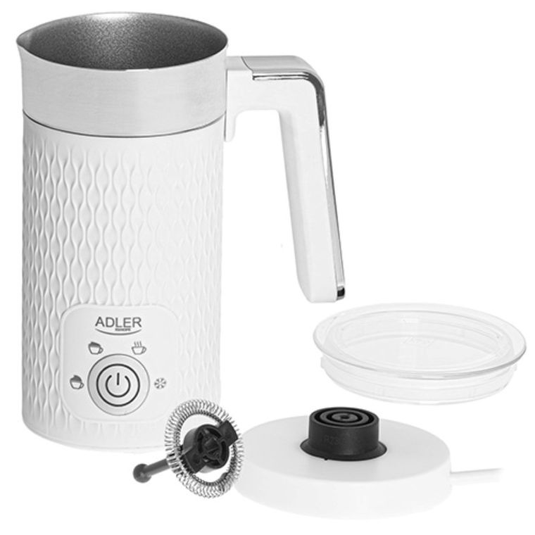Adler, spieniacz do mleka 2w1, spienianie i podgrzewanie (latte i cappucino), AD 4494, biały