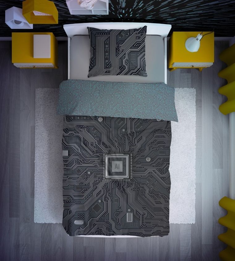 AI, Fluo, 2-częściowy komplet pościeli bawełnianej, świecąca w ciemności, 140-200 cm