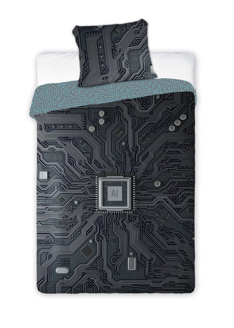 AI, Fluo, 2-częściowy komplet pościeli bawełnianej, świecąca w ciemności, 160-200 cm