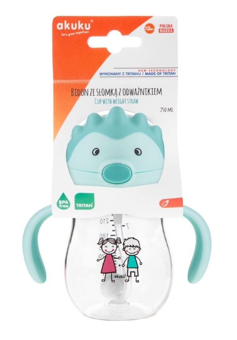 Akuku, bidon ze słomką z odważnikiem, A0033, 250 ml