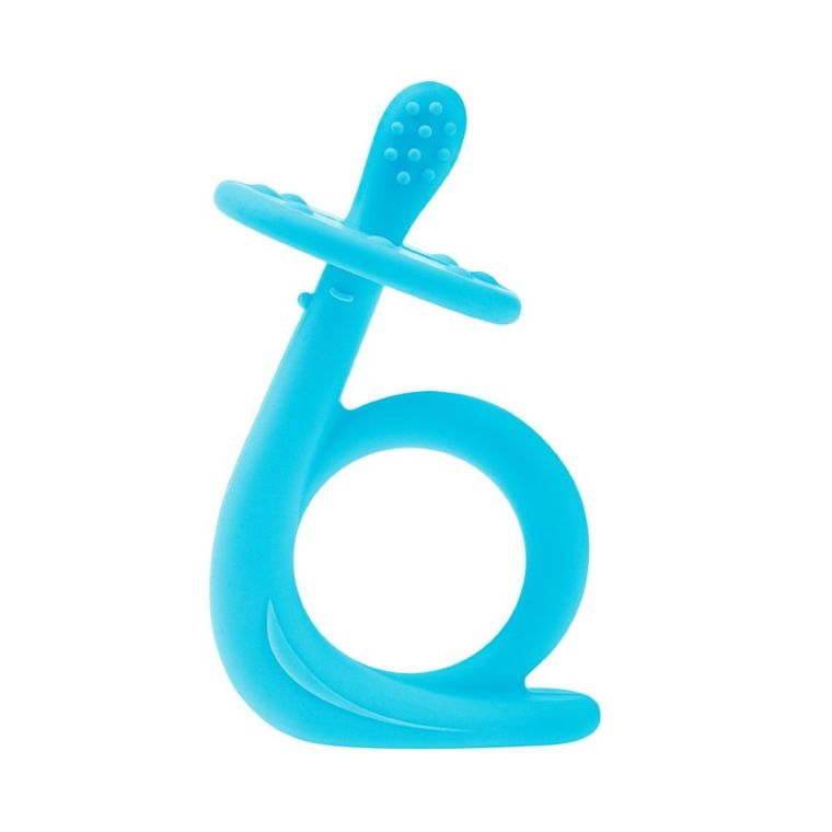 Akuku, gryzak silikonowy, ślimak, niebieski