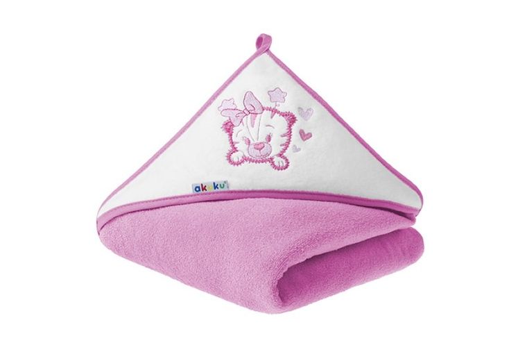 Akuku, Kotek, okrycie kąpielowe, różowe, 100-100 cm