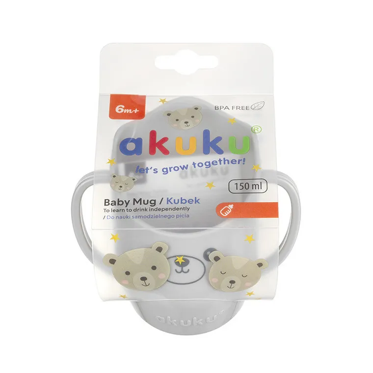Akuku, kubek pochyły do nauki picia, szary