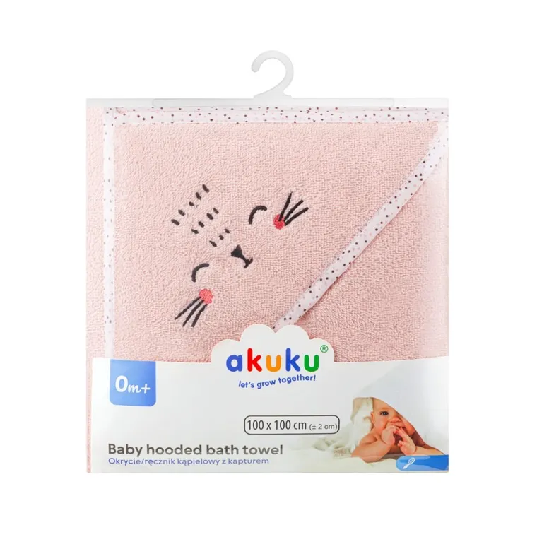 Akuku, okrycie kąpielowe, różowe, 100-100 cm