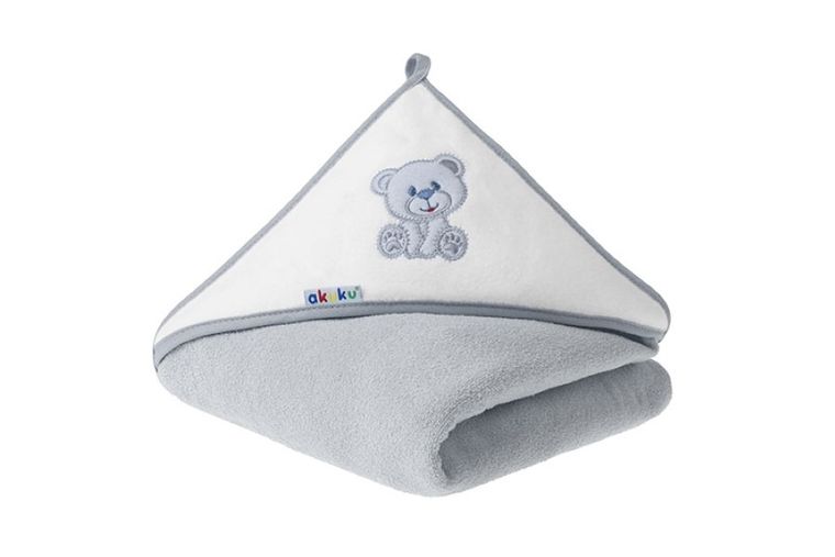 Akuku, Szary Miś, okrycie kąpielowe, szare, 100-100 cm