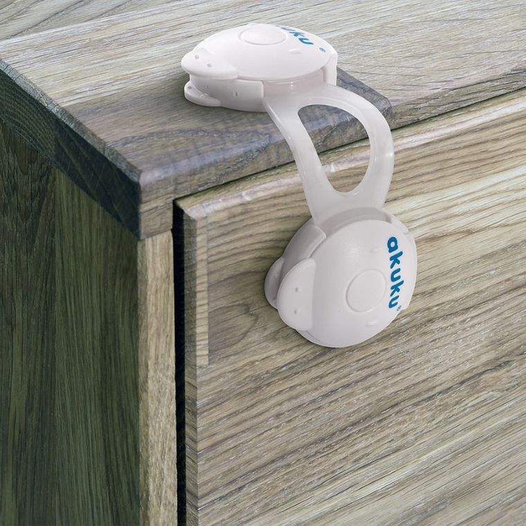 Akuku, zabezpieczenia uniwersalne do szafek, białe, 10 cm