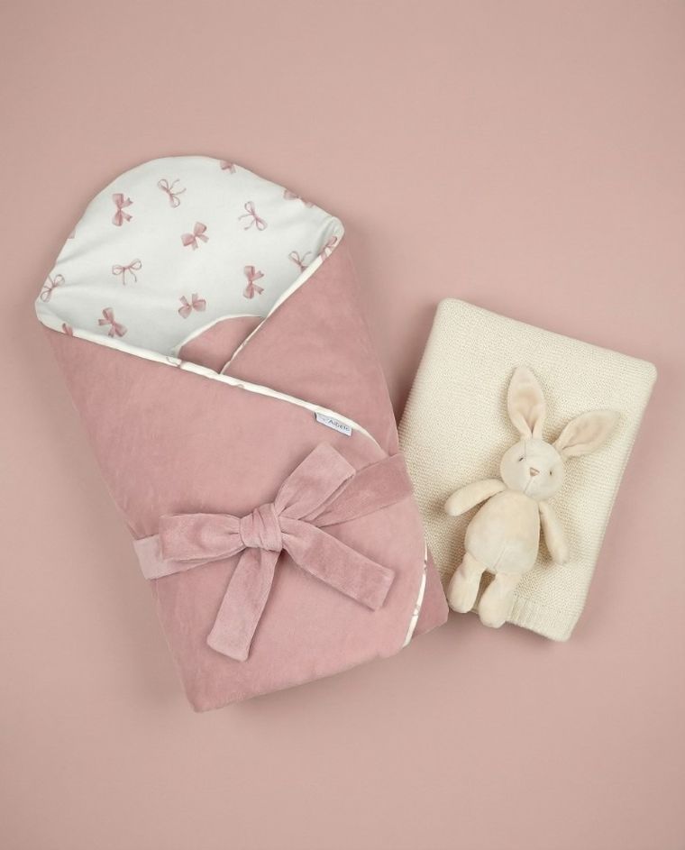 Albero Mio, Pudrowe kokardki, rożek niemowlęcy, muślin