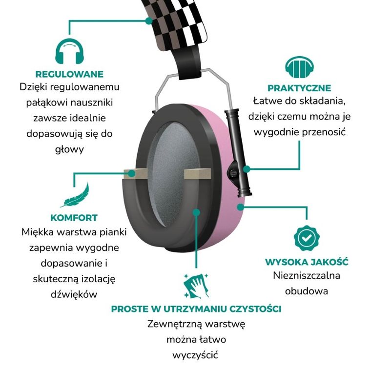 Alecto, BV-71, nauszniki wygłuszające dla dzieci, różowe