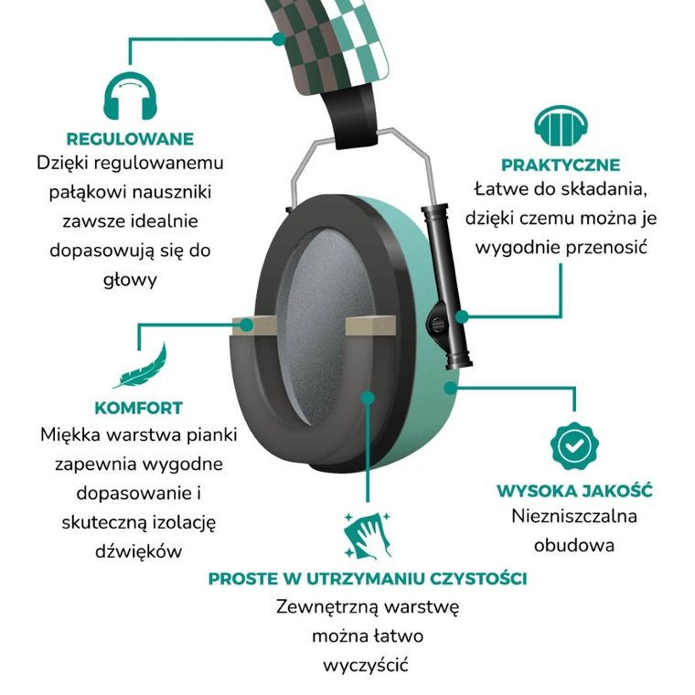 Alecto, BV-71, nauszniki wygłuszające dla dzieci, zielone