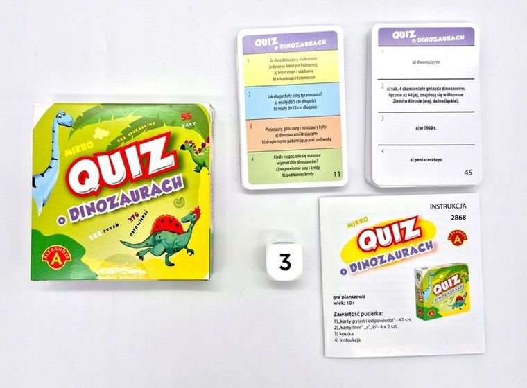 Alexander, Quiz, O dinozaurach, kieszonkowa gra edukacyjna