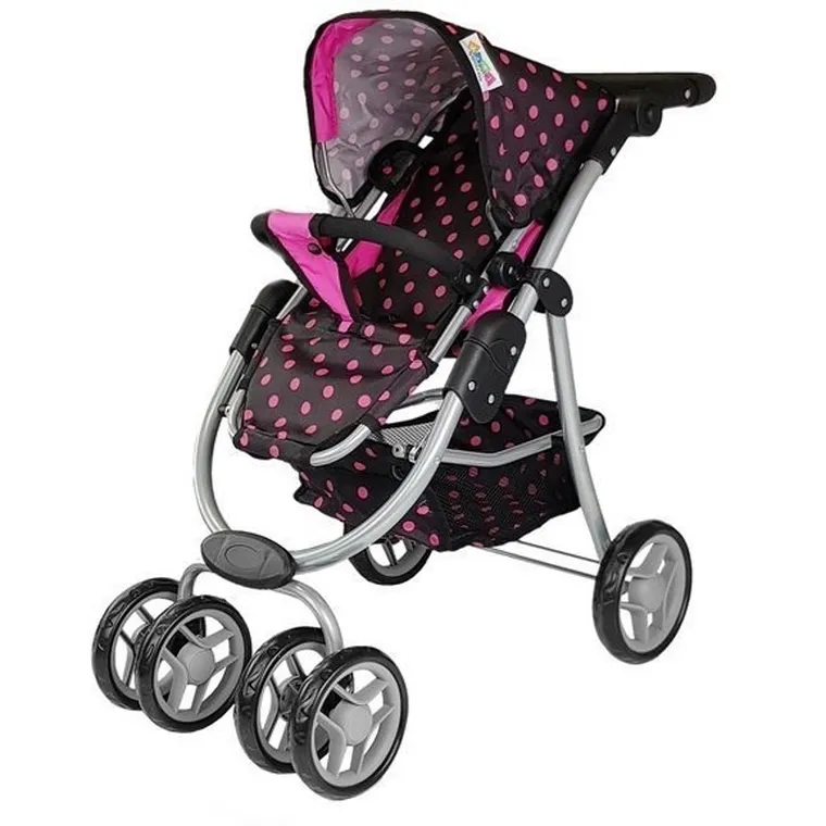 Alice, wózek spacerówka 2w1, z torbą, gondola, czarno-różowy
