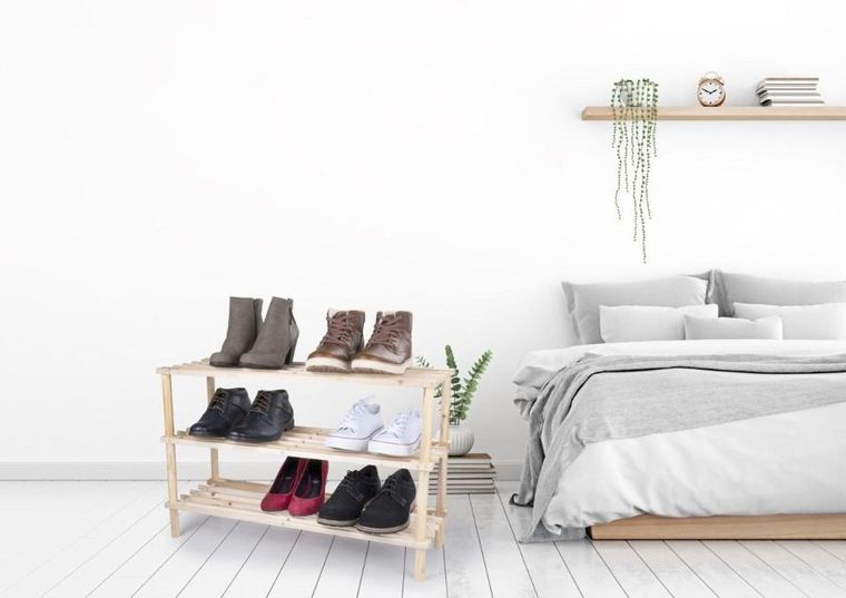 Alpina, drewniany regał na buty, 3-poziomowy