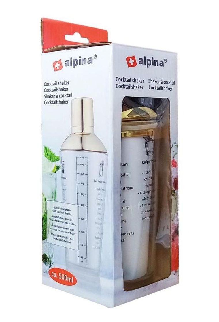 Alpina, shaker do koktajli, szklany, 450 ml