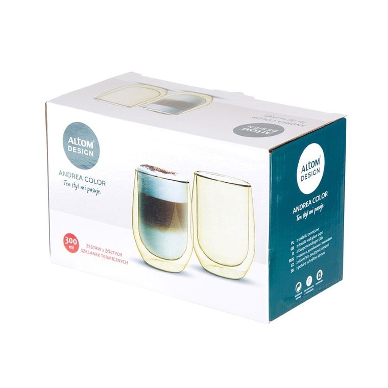 Altom Design, Andrea color, komplet 2 szklanek kolorowych, 300 ml, yellow