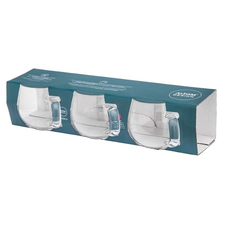 Altom Design, Bianca, komplet 3 kubków cienkościennych, 430 ml