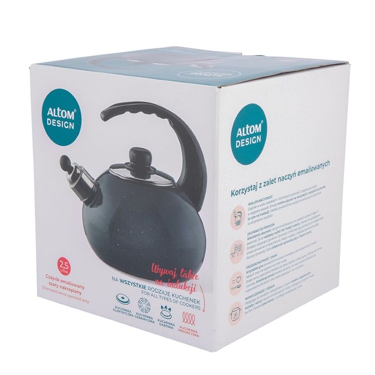 Altom Design, czajnik emaliowany, 2.5l, szary nakrapiany