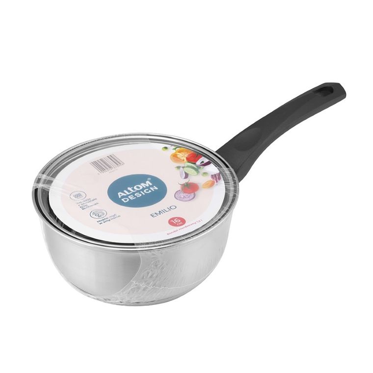 Altom Design, Emilio, rondel nierdzewny z pokrywą szklaną, 1,2l, 16 cm