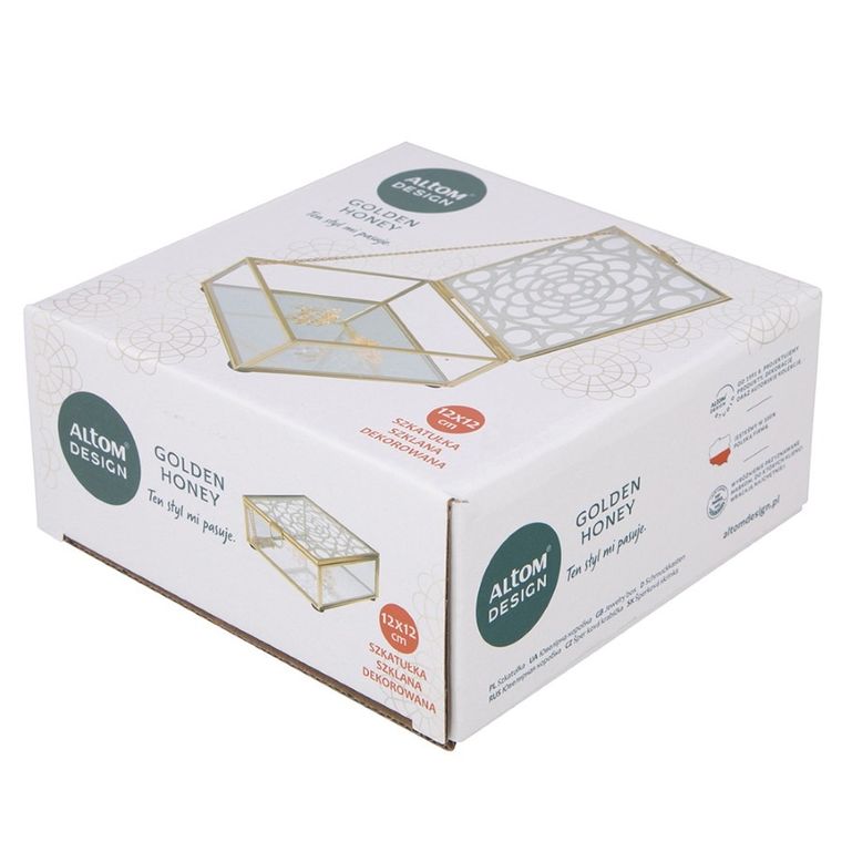 Altom Design, Golden honey, szkatułka szklana, 12-12 cm