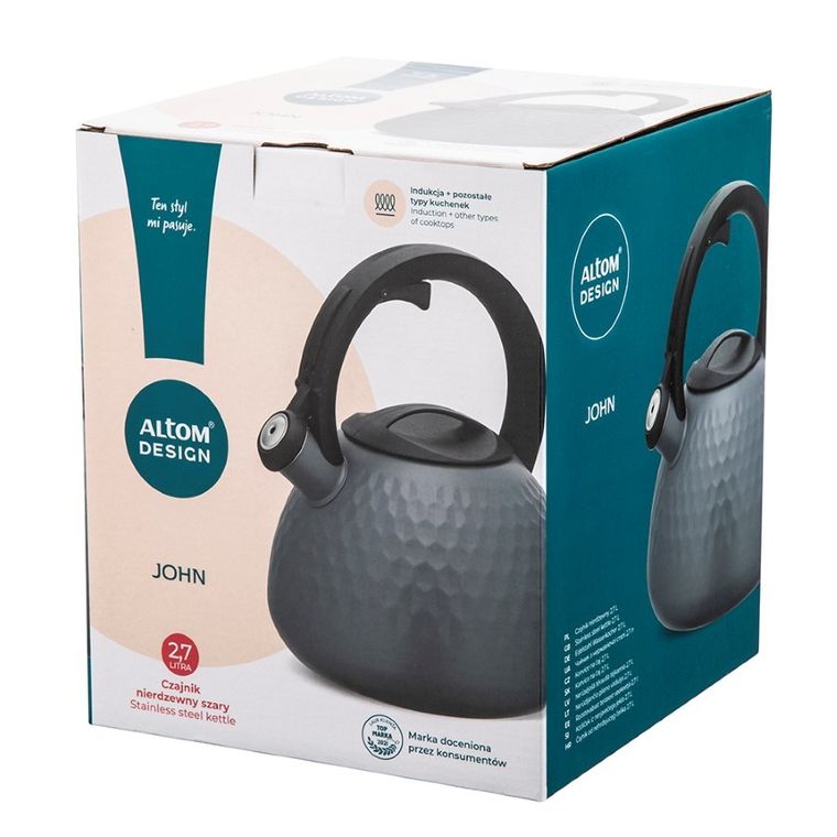 Altom Design, John, czajnik nierdzewny, szary 2,7l