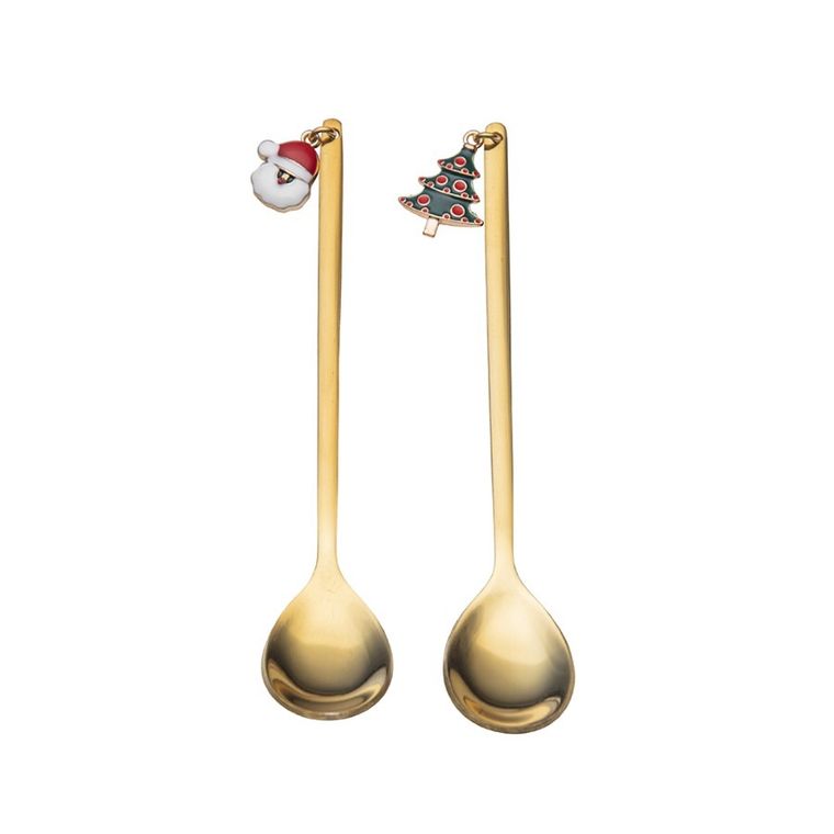 Altom Design, komplet 2 łyżeczek z zawieszką świąteczną, złoty