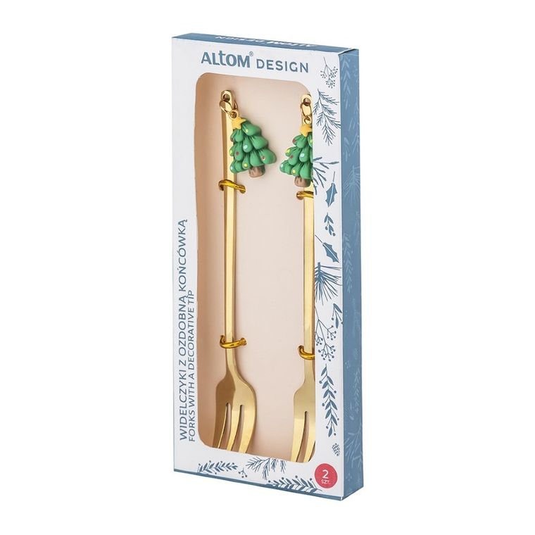 Altom Design, komplet 2 widelczyków ozdobnych, color box, choinka