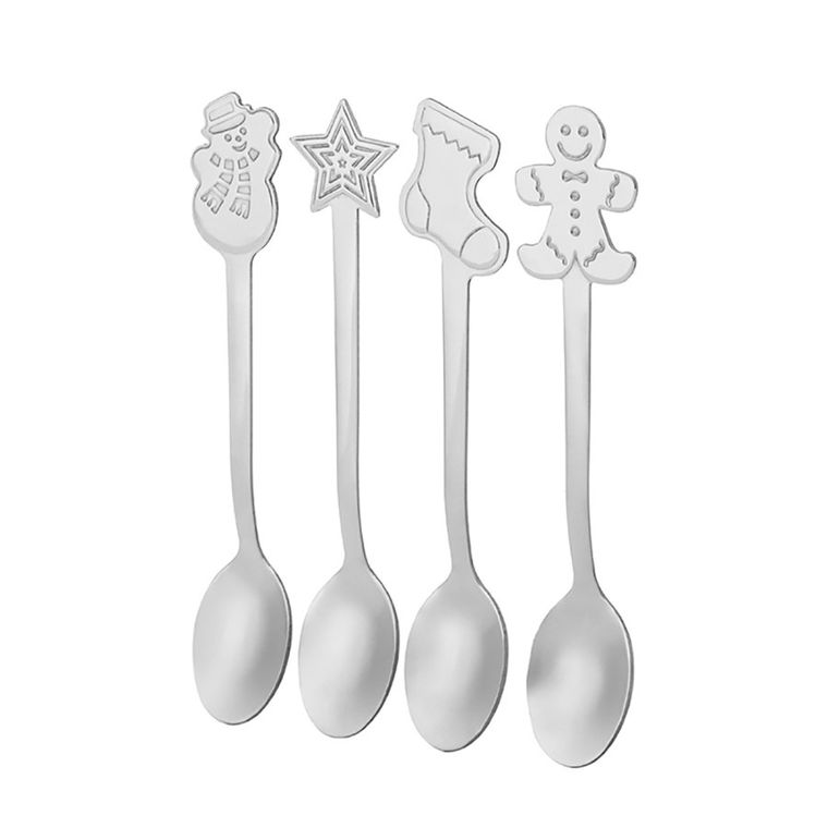 Altom Design, komplet 4 łyżeczek dekorowanych, color box, srebrny