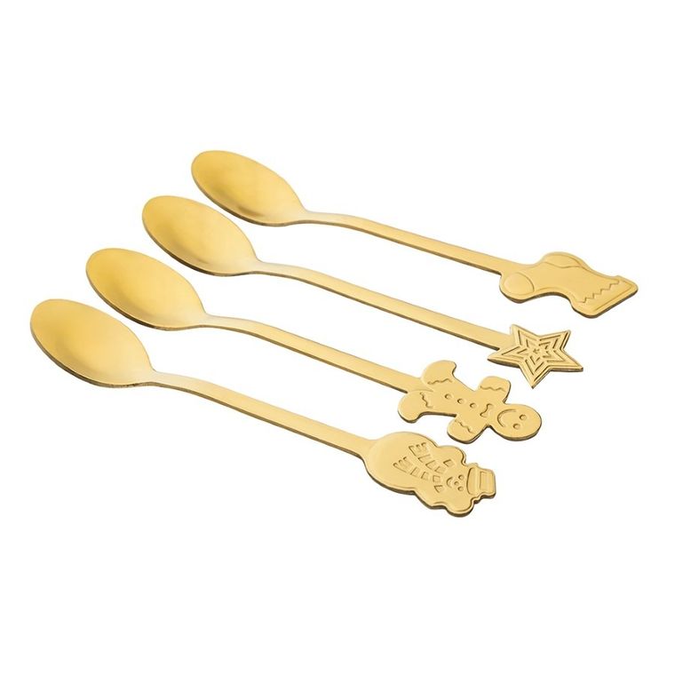 Altom Design, komplet 4 łyżeczek dekorowanych, color box, złoty