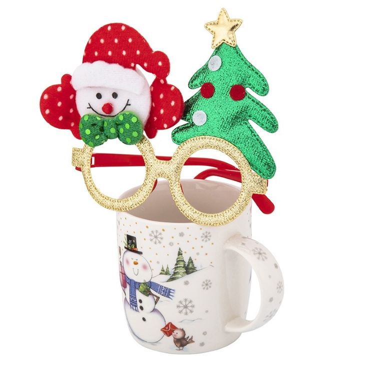 Altom Design, kubek bałwanek nbc, 400 ml, z okularami świątecznymi, w opasce