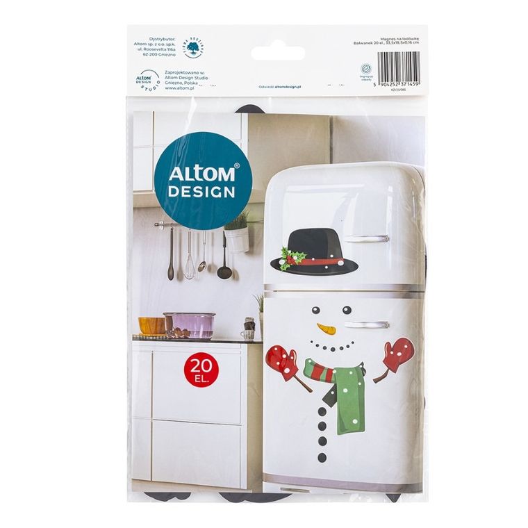 Altom Design, magnes na lodówkę, Bałwan, 20 elementów, 33,5-18,5-0,16 cm