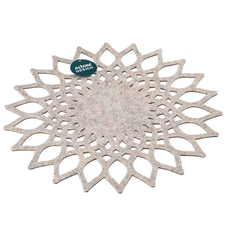 Altom Design, mata filcowa, okragła, beżowy kwiat, 38 cm