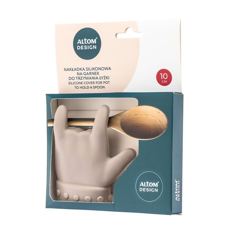 Altom Design, nakładka silikonowa na garnek do trzymania łyżki, 10-8-2 cm, beżowa