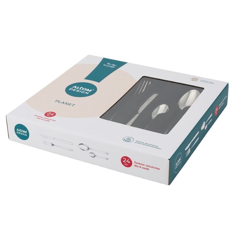 Altom Design, Planet, zestaw sztućców w pudełku flok, 24 elementy