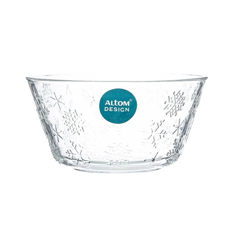 Altom Design, salaterka szklana, średnica 13 cm, śnieżynki