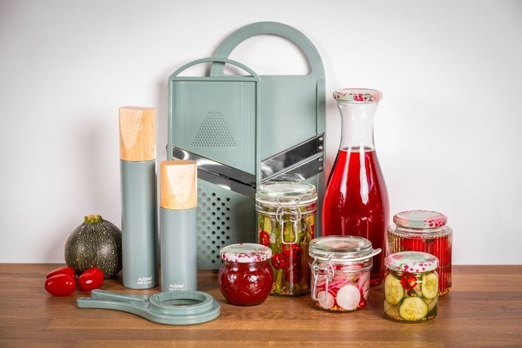 Altom Design, Spiżarnia pani domu, komplet 6 słoików grawerowanych, 215 ml, z zakrętką fi, 66, 4z