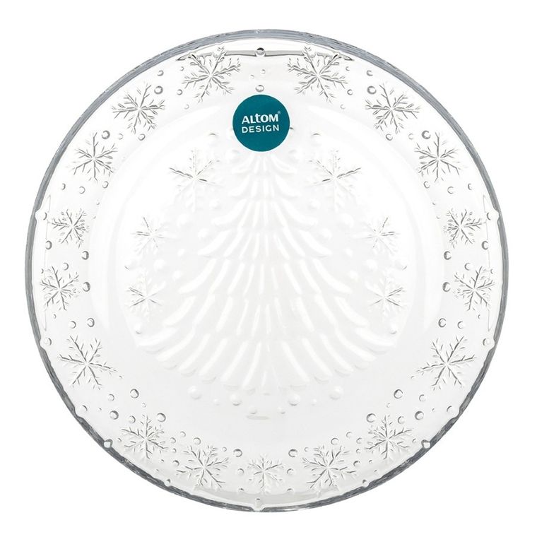 Altom Design, talerz szklany, średnica 21 cm, choinka