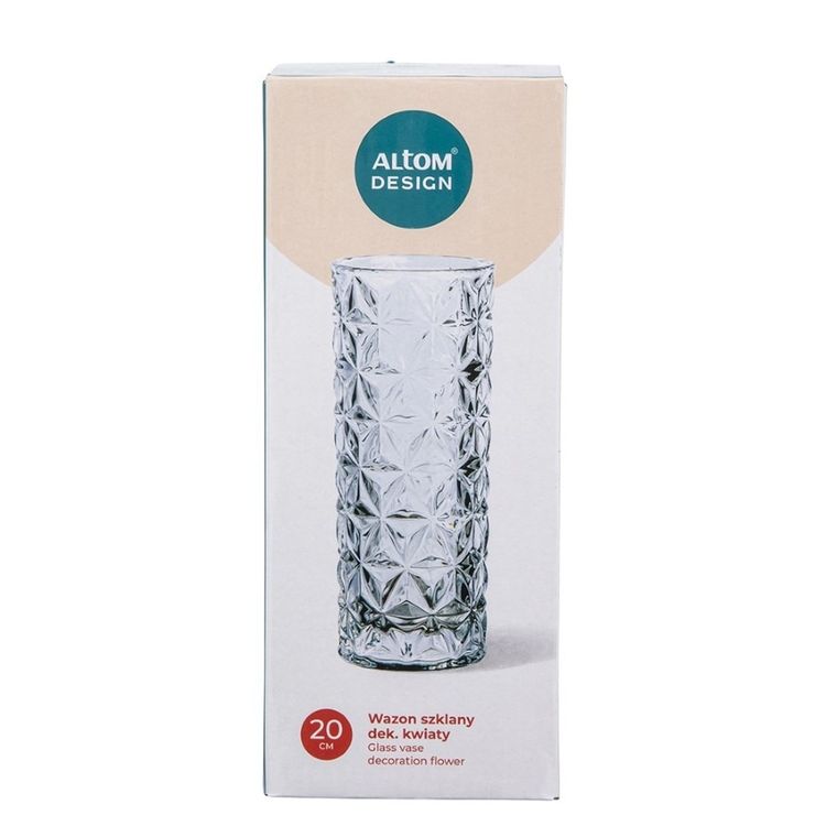 Altom Design, wazon szklany, 20 cm, kwiaty