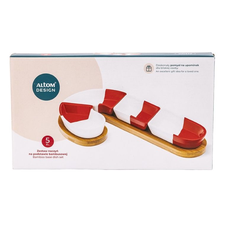 Altom Design, zestaw naczyń na podstawie bambusowej nbc, 30-16.5-3.5 cm, cukrowa laseczka, color box
