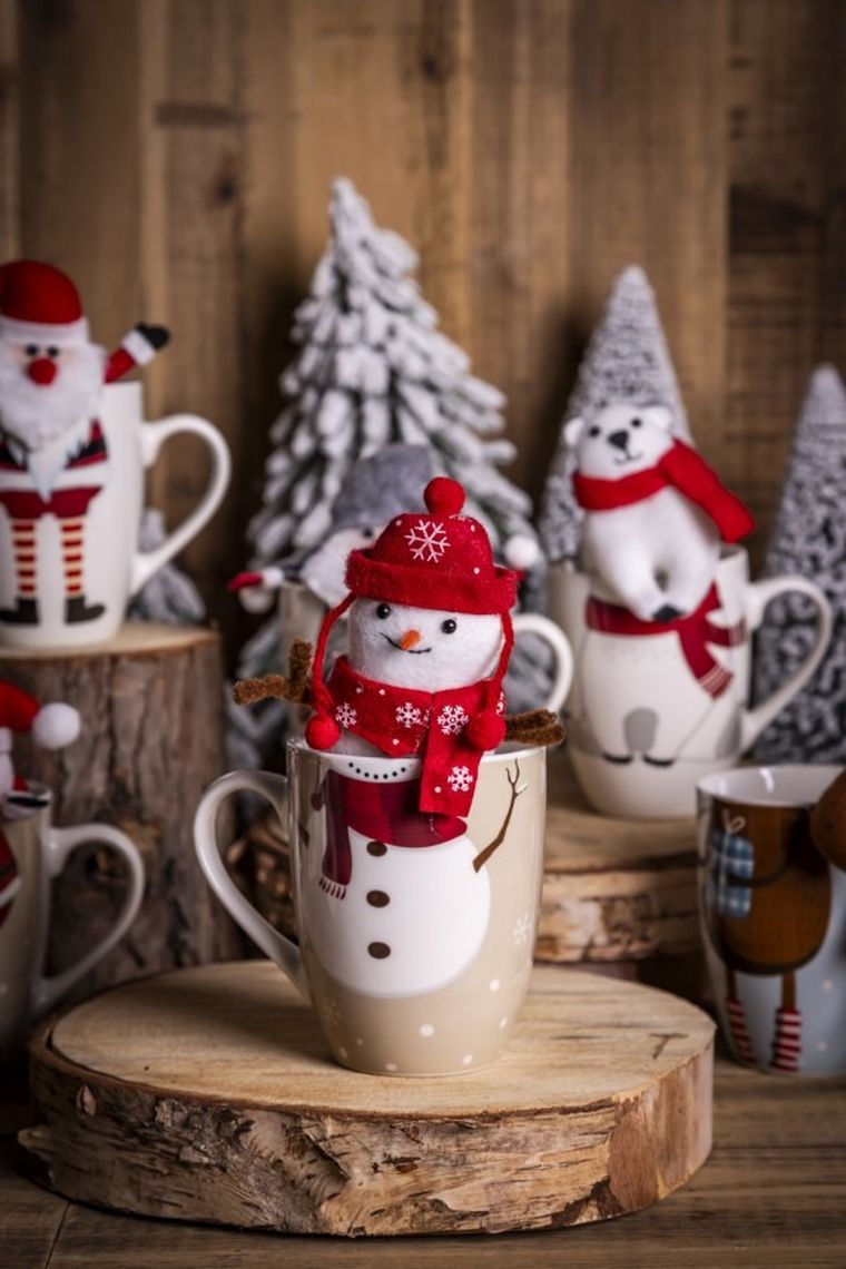 Altom Design, zimowy kubek baryłka nbc, 340 ml, z maskotką, bałwanek, w opasce