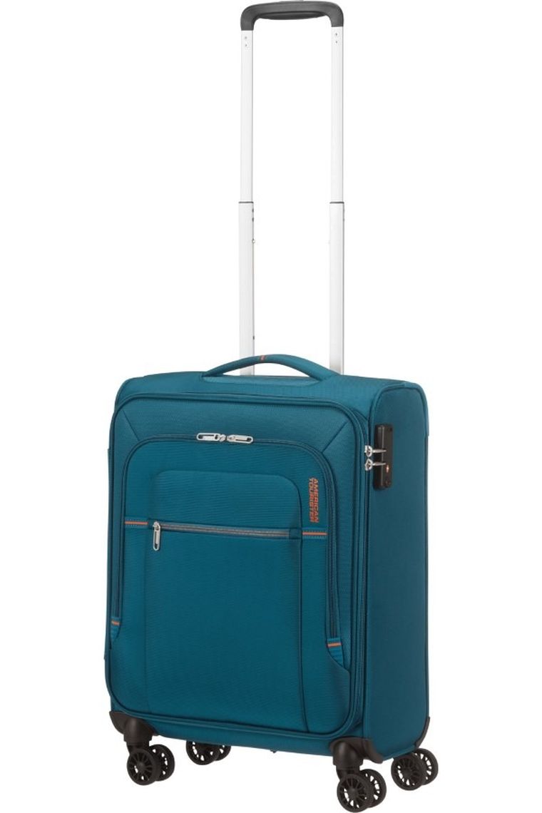 American Tourister, Crosstrack Spinner, walizka, navy/orange, 55-40-20 cm