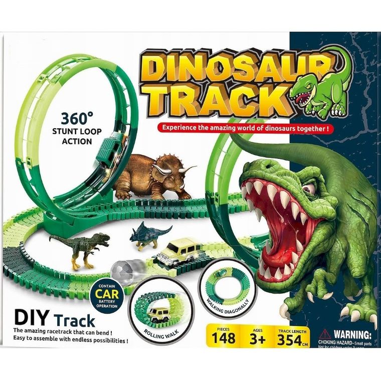 Anek dla Dzieci, dino tor wyścigowy z figurkami, 148 elementów