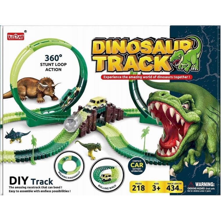 Anek dla Dzieci, dino tor wyścigowy z figurkami, 218 elementów
