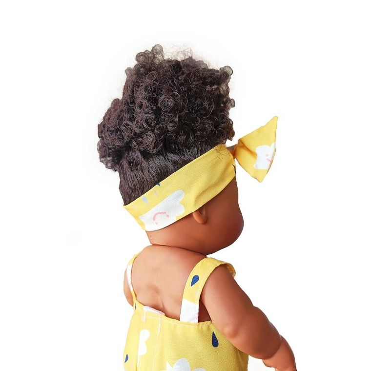 Anek dla Dzieci, lalka bobas z kokardą, żółta