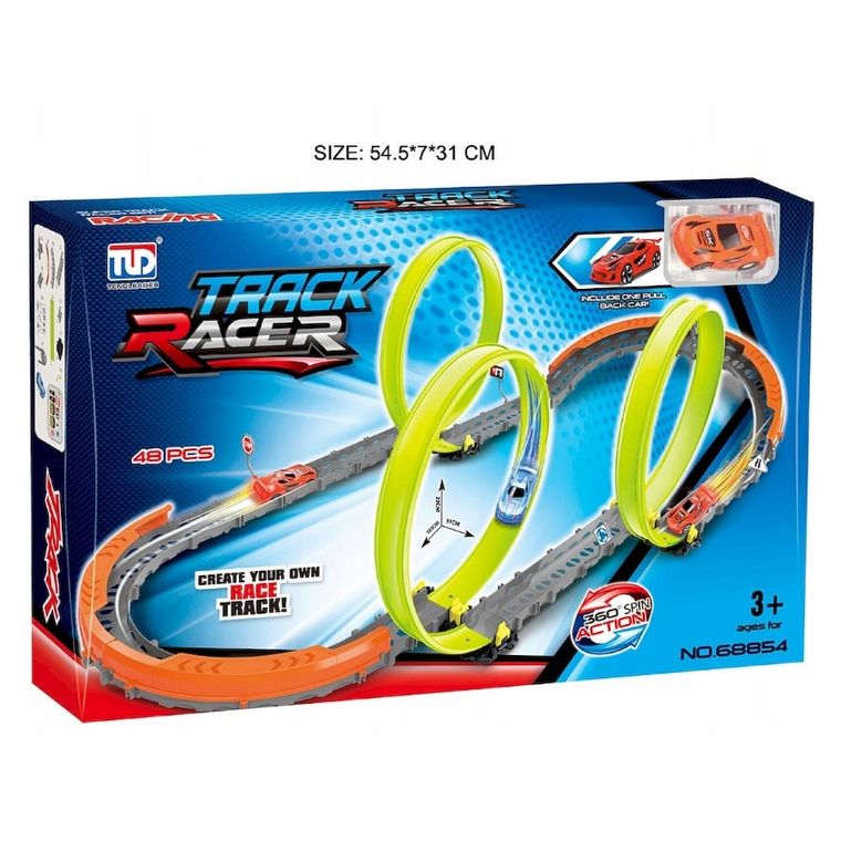 Anek dla Dzieci, tor wyścigowy z pojazdem, 48 elementów