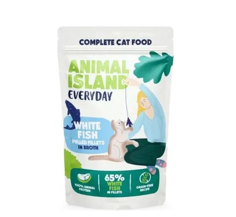 Animal Island, biała ryba w rosole, karma mokra dla kota, 85g, 40 szt.