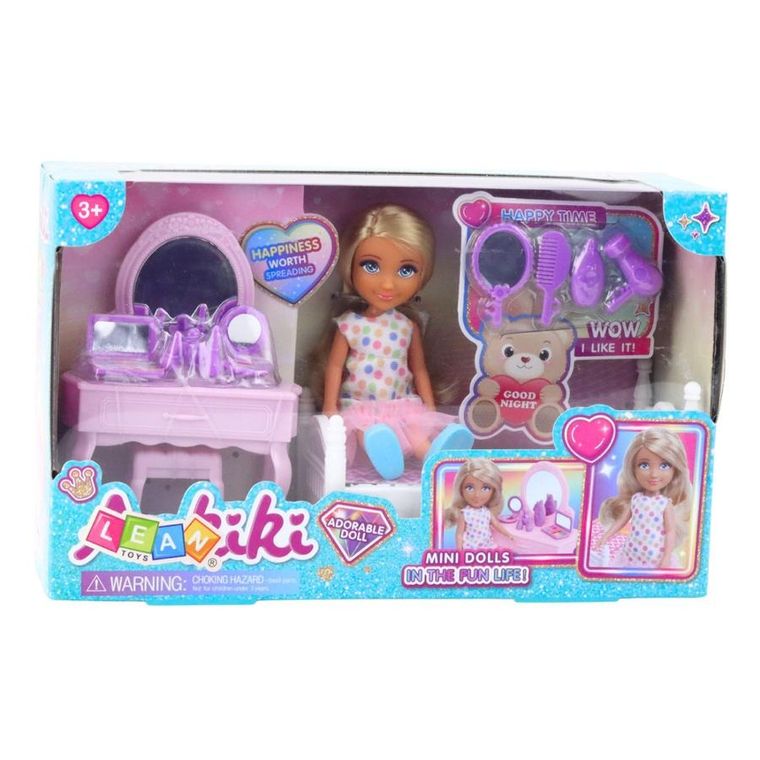 Ankiki, laleczka z łóżkiem i toaletką, 13 cm