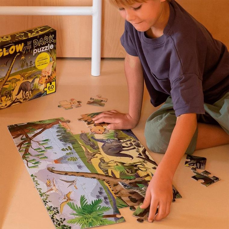 Apli Kids, Dinozaury, puzzle świecące w ciemności, 60 elementów