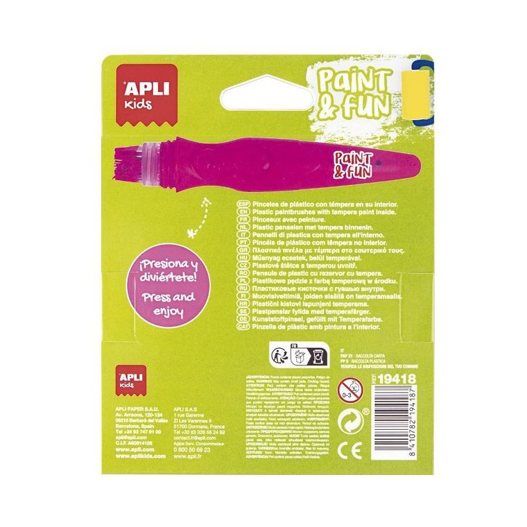 Apli Kids, farby w tubie z pędzelkiem, neonowe, 6 szt.
