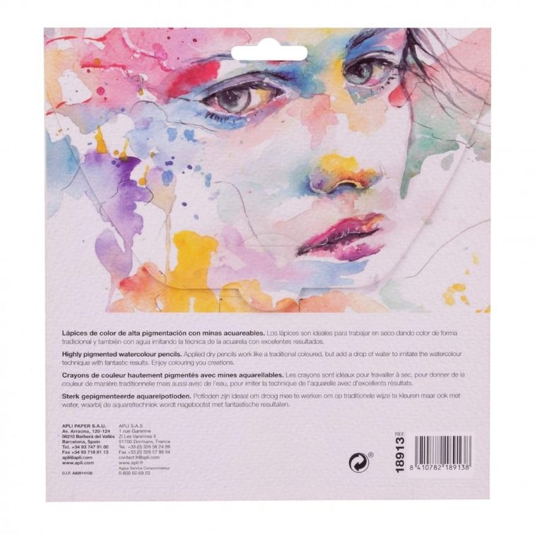 Apli Kids, kredki akwarelowe z pędzelkiem, 24 kolory
